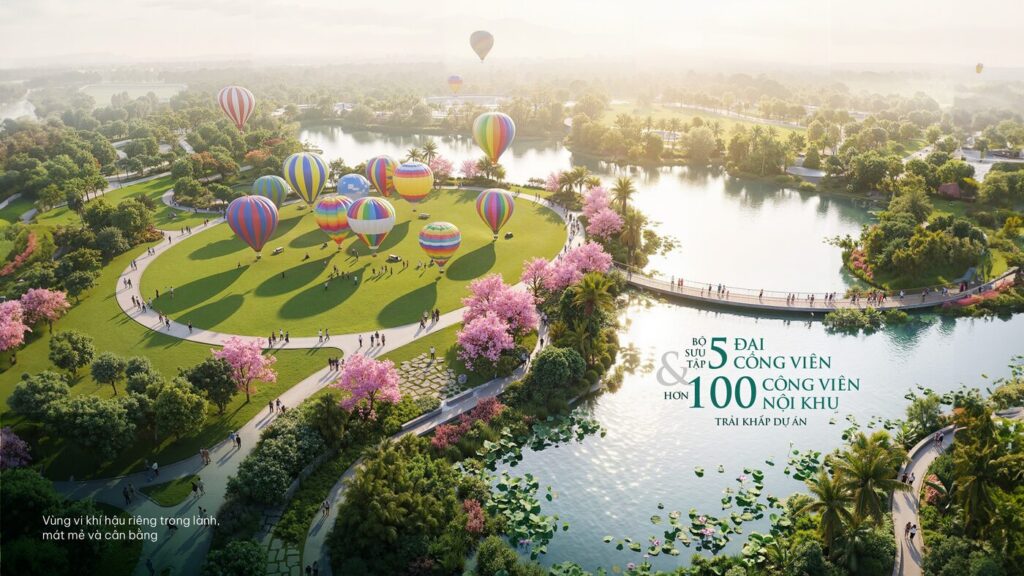 5 đại công viên và hơn 100 công viên nội khu khu đô thị đại học quốc tế